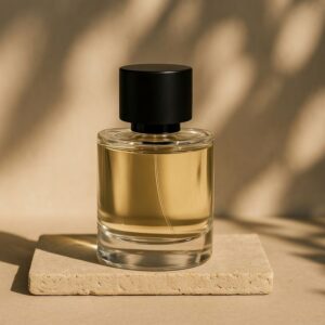Elegant minimalist perfume bottle display. Hermes Terre d’Hermes